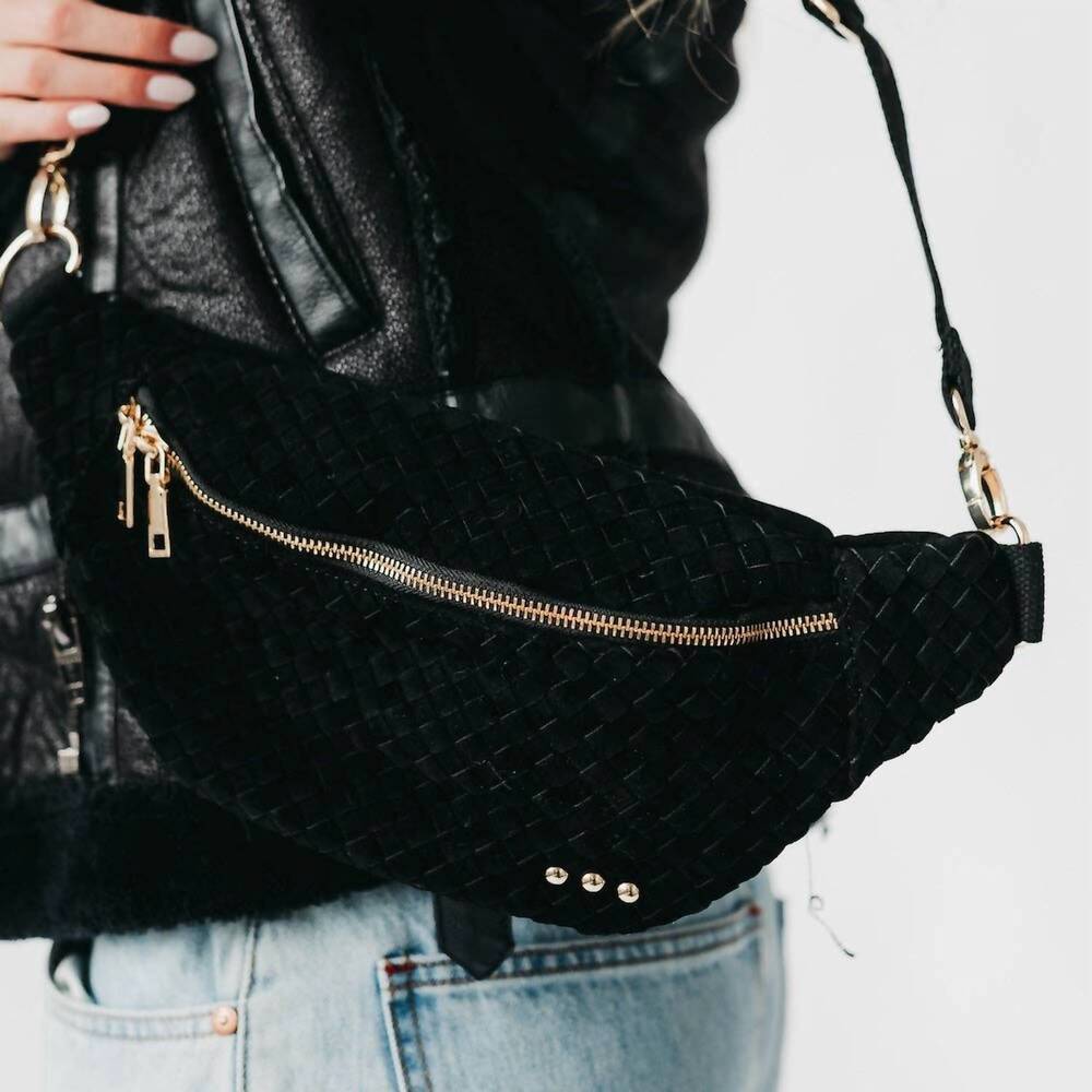 NEW PRETTY SIMPLE women's susie suede bum bag in black